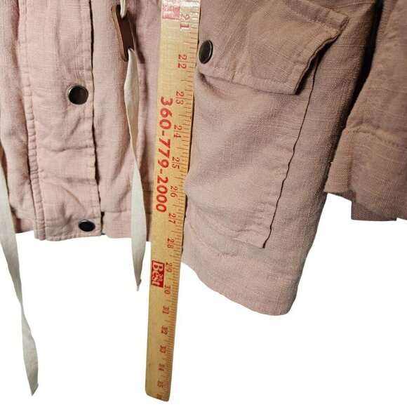 Blu Pepper anthropologie Two-Tone Linen-Blend Jacket With Drawstring Waist Sz‎ L - Picture 9 of 14